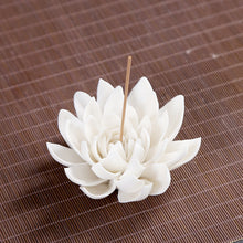 Load image into Gallery viewer, White Porcelain Lotus Incense Burner