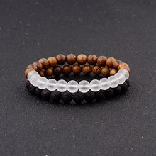 Load image into Gallery viewer, Frosted Stone And Wooden Bead Bracelet