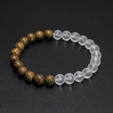 Load image into Gallery viewer, Frosted Stone And Wooden Bead Bracelet