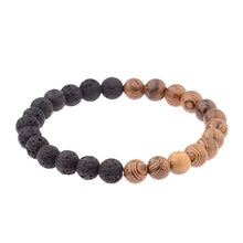 Load image into Gallery viewer, Frosted Stone And Wooden Bead Bracelet