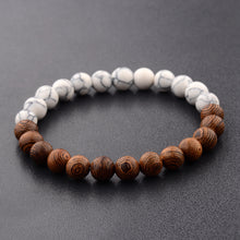 Load image into Gallery viewer, Frosted Stone And Wooden Bead Bracelet