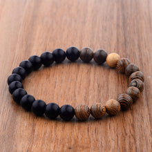 Load image into Gallery viewer, Frosted Stone And Wooden Bead Bracelet