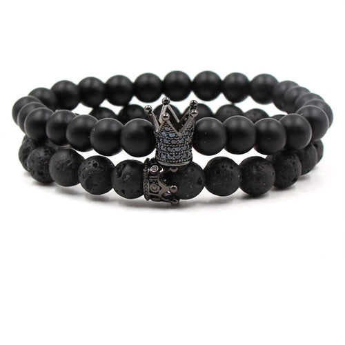 Volcanic Stone Agate Buddha Bead Elastic Bracelet