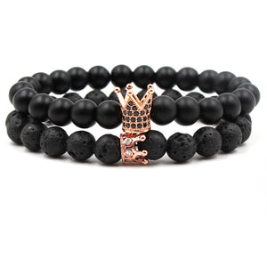 Volcanic Stone Agate Buddha Bead Elastic Bracelet