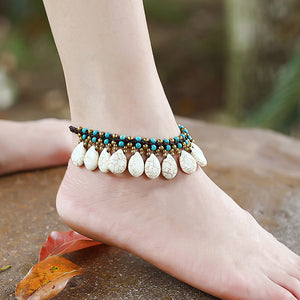 Semi-Precious Stones Woven Retro Anklet