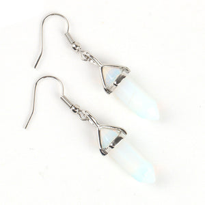 Crystal And Semi-Precious Stone Pendant Earrings