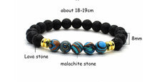 Load image into Gallery viewer, Natural Stone Lava And Malachite Bracelet