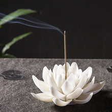 Load image into Gallery viewer, White Porcelain Lotus Incense Burner