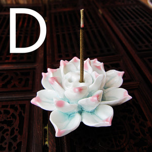 Ceramic Lotus Incense Holder Mini Zen Flower Ornament