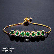 Load image into Gallery viewer, Emerald Zircon Adjustable Bracelet Women