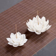 Load image into Gallery viewer, White Porcelain Lotus Incense Burner