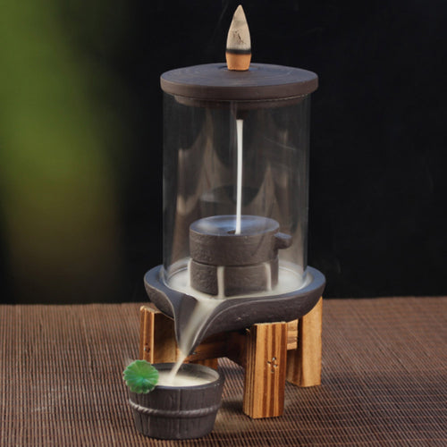 Backflow Incense Burner With Glass Cover