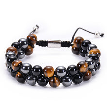 Load image into Gallery viewer, Tiger Eye &amp; Lava Stone Double Row Bracelet