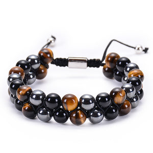 Tiger Eye & Lava Stone Double Row Bracelet