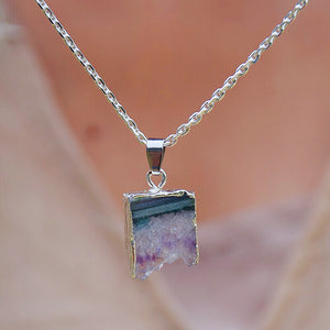 Amethyst Silver Edge Healing Necklace