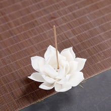 Load image into Gallery viewer, White Porcelain Lotus Incense Burner