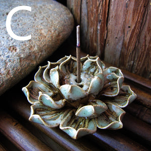 Ceramic Lotus Incense Holder Mini Zen Flower Ornament