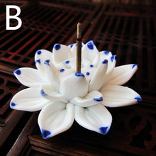 Load image into Gallery viewer, Ceramic Lotus Incense Holder Mini Zen Flower Ornament