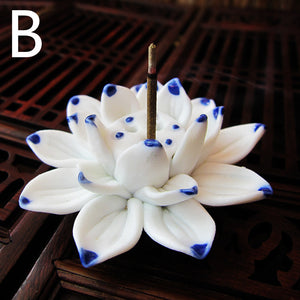 Ceramic Lotus Incense Holder Mini Zen Flower Ornament