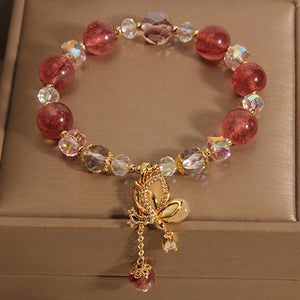 Natural Strawberry Quartz Bracelet Women