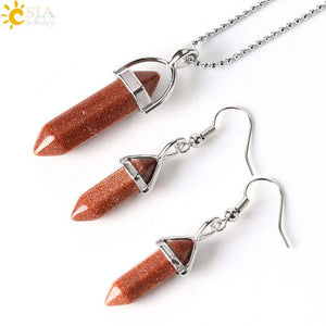 Crystal And Semi-Precious Stone Pendant Earrings