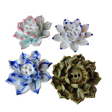 Load image into Gallery viewer, Ceramic Lotus Incense Holder Mini Zen Flower Ornament