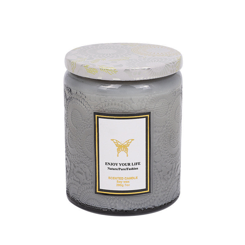 Embossed Glass Handmade Soy Aromatherapy Candles