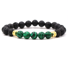 Load image into Gallery viewer, Natural Stone Lava And Malachite Bracelet