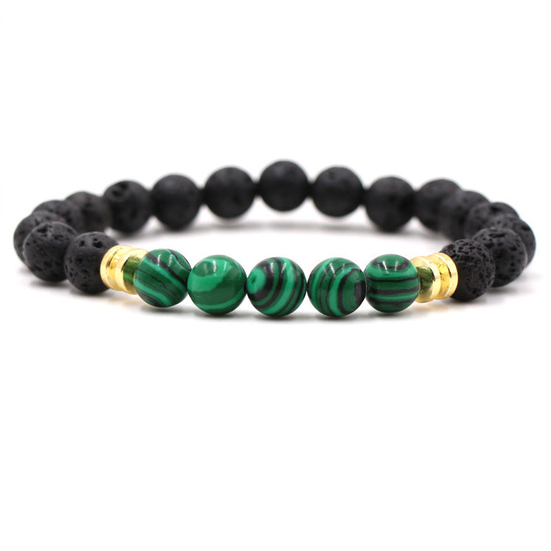 Natural Stone Lava And Malachite Bracelet