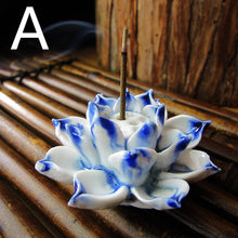 Load image into Gallery viewer, Ceramic Lotus Incense Holder Mini Zen Flower Ornament