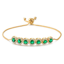 Load image into Gallery viewer, Emerald Zircon Adjustable Bracelet Women