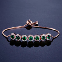 Load image into Gallery viewer, Emerald Zircon Adjustable Bracelet Women