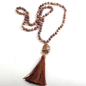 Bohemian Tribal Long Knotted Natural Stone Jewelry