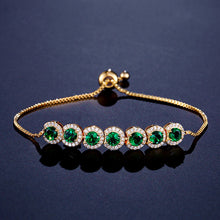 Load image into Gallery viewer, Emerald Zircon Adjustable Bracelet Women