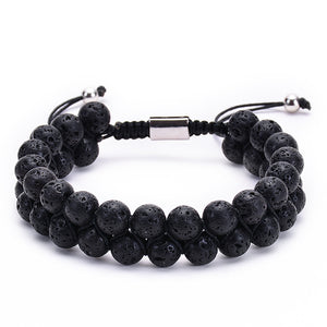 Tiger Eye & Lava Stone Double Row Bracelet