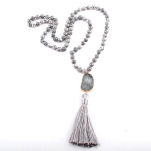 Bohemian Tribal Long Knotted Natural Stone Jewelry